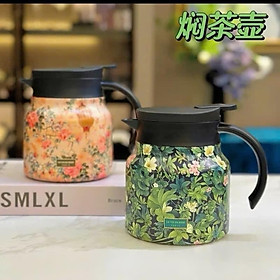 Bình trà giữ nhiệt hoa văn nghệ thuật pha trà,cà phê, chất liệu inox