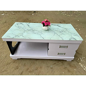 Bàn trà gỗ mặt Kính Juno Sofa 2 hộc kéo