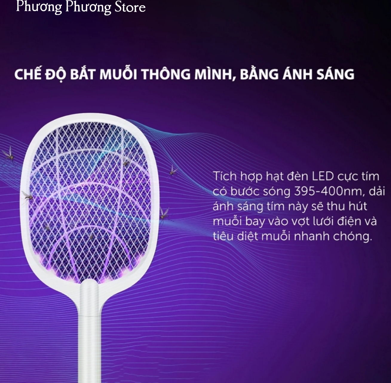 Vợt Muỗi Thông Minh 3 Trong 1 Tích Hợp Vợt Bắt Muỗi, Bẫy Muỗi và Đèn Ngủ Siêu Tiện Lợi, An Toàn Giúp Bảo Vệ Sức Khẻo & Giấc Ngủ Gia Đình Bạn