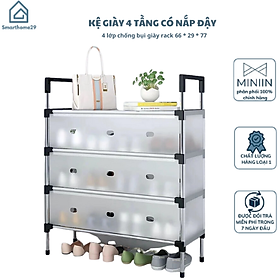Kệ Giày Inox 5 Tầng Có Vách Ngăn Chắn Bụi, Giá Inox Để Giày Dép 4 - 5 Tầng Có Nắp Đậy, Tủ Giày Thế Hệ Mới - HÀNG CHÍNH HÃNG MINIIN