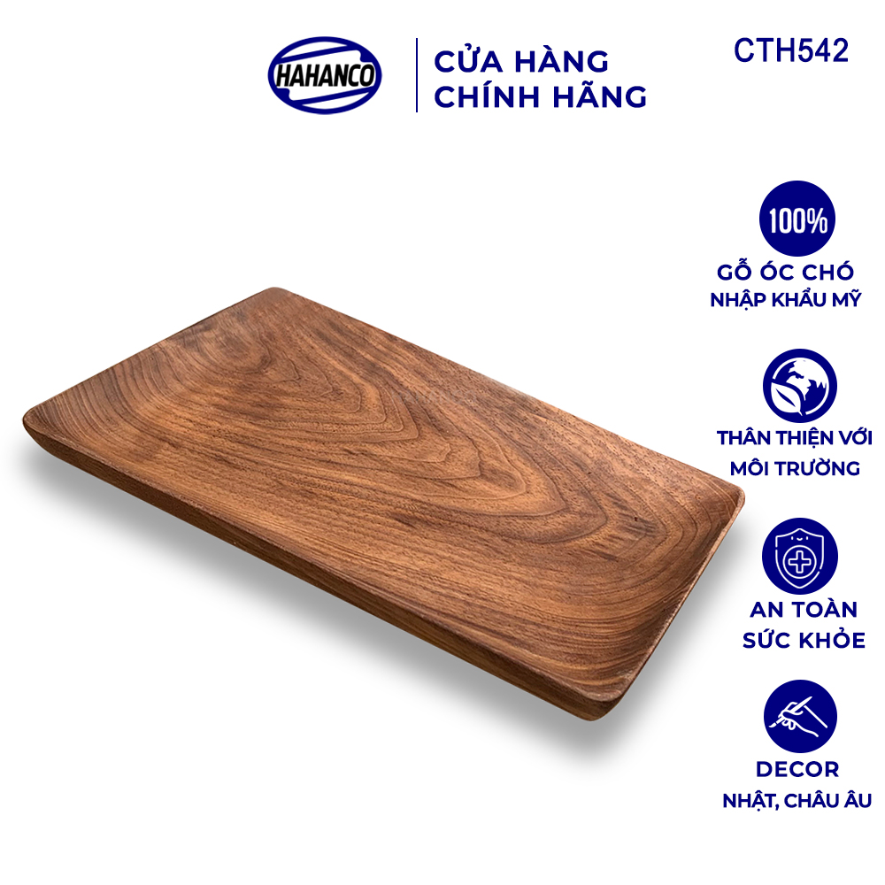 Khay/Đĩa chữ nhật gỗ Óc Chó nhập khẩu Mỹ nguyên khối - hàng Xuất Khẩu Châu Âu - CTH542 - đựng đồ ăn/trang trí - đĩa bánh mì/trái cây/ bít tết/ pizza/ phụ kiện chụp ảnh, bày món ăn trong nhà hàng - Sang trọng trên bàn ăn