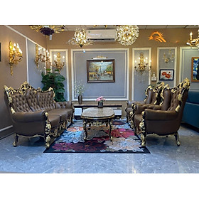 Combo ghế sofa băng da bò Italy Juno sofa màu nâu SFBCT18 2m2/1m2 hàng cao cấp chuẩn da bò nhập khẩu Ý