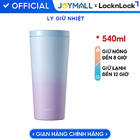 Bình giữ nhiệt LocknLock New Clip Tumbler màu tím LHC4279VOL 540ml, Hàng chính hãng, có 2 nắp thay thế - JoyMall