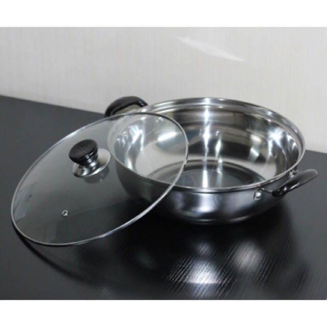 Nồi Lẩu Inox Nắp Kính Dùng Được Cho Mọi Loại Bếp Size 26cm, 28cm