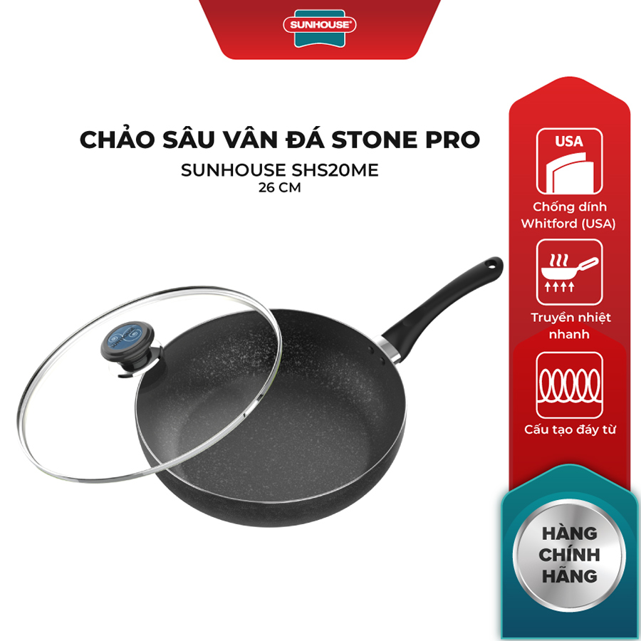 Chảo sâu vân đá Stone Pro SUNHOUSE SHSME