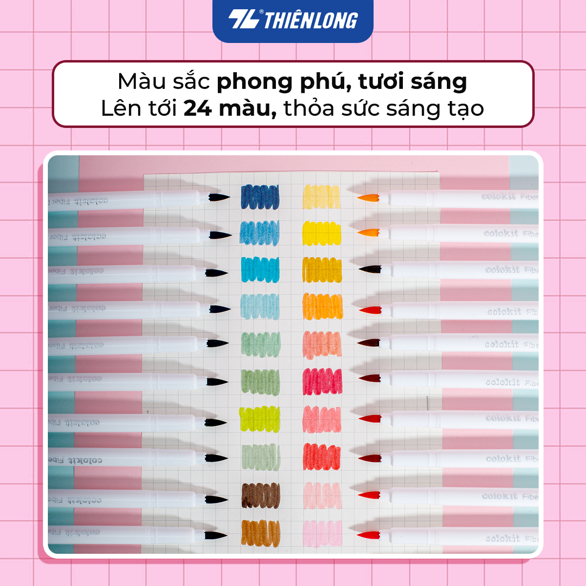 Bút lông 5/12/24 màu Cotton Candy - Hygee - Blooming - Cherry Blossom đầu Brush Thiên Long Colokit