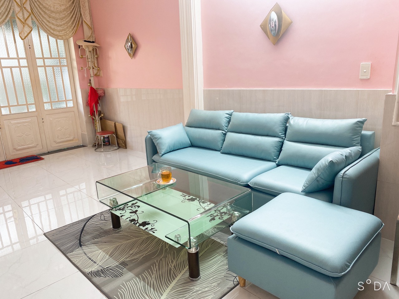Sofa băng Juno Sofa 2m1 và đôn góc 60 x 80 cm