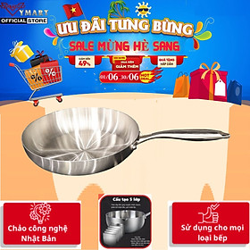 Chảo Inox SEKA Cạn Lòng SK6030 - 5 Lớp Nguyên Khối Chống Dính Size 26cm, 22cm, 16cm Dùng Cho Mọi Loại Bếp - Hàng Chính Hãng