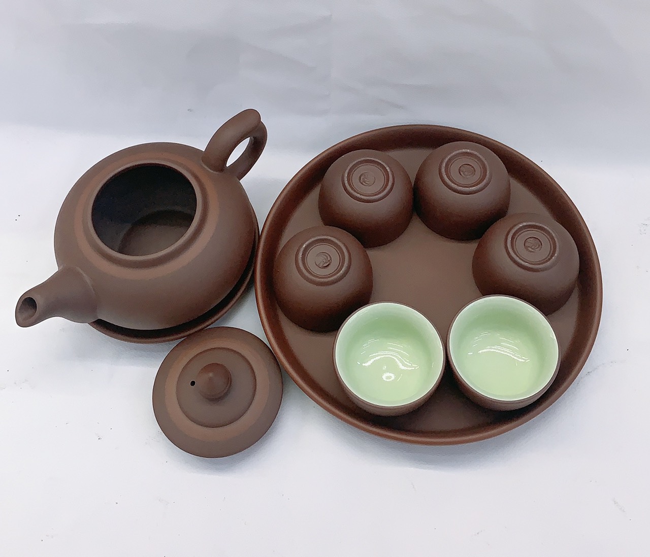 Bộ ấm chén pha trà khèm khay sứ pha trà truyền thống - ANTH688