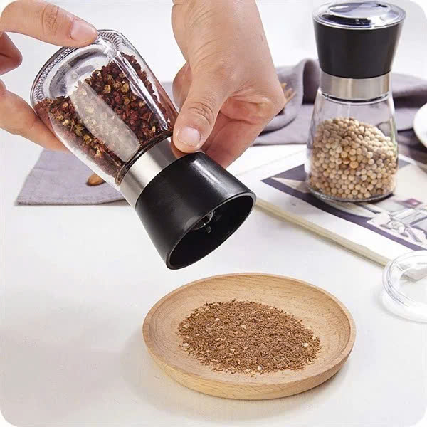 Lọ xay tiêu thủy tinh, lưỡi sứ - Màu ngẫu nhiên