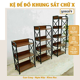 Kệ Để Đồ Đa Năng, Kệ Sách-Giá Sách Để Đồ Trang Trí, Decor Phòng Khung Sắt Hộp Sơn Tĩnh Điện Chữ X Nhiều Tầng