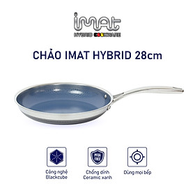 [Hàng chính hãng] Chảo chiên/ rán iMAT Hybrid Blackcube chống dính Ceramic lòng xanh mới size 28cm