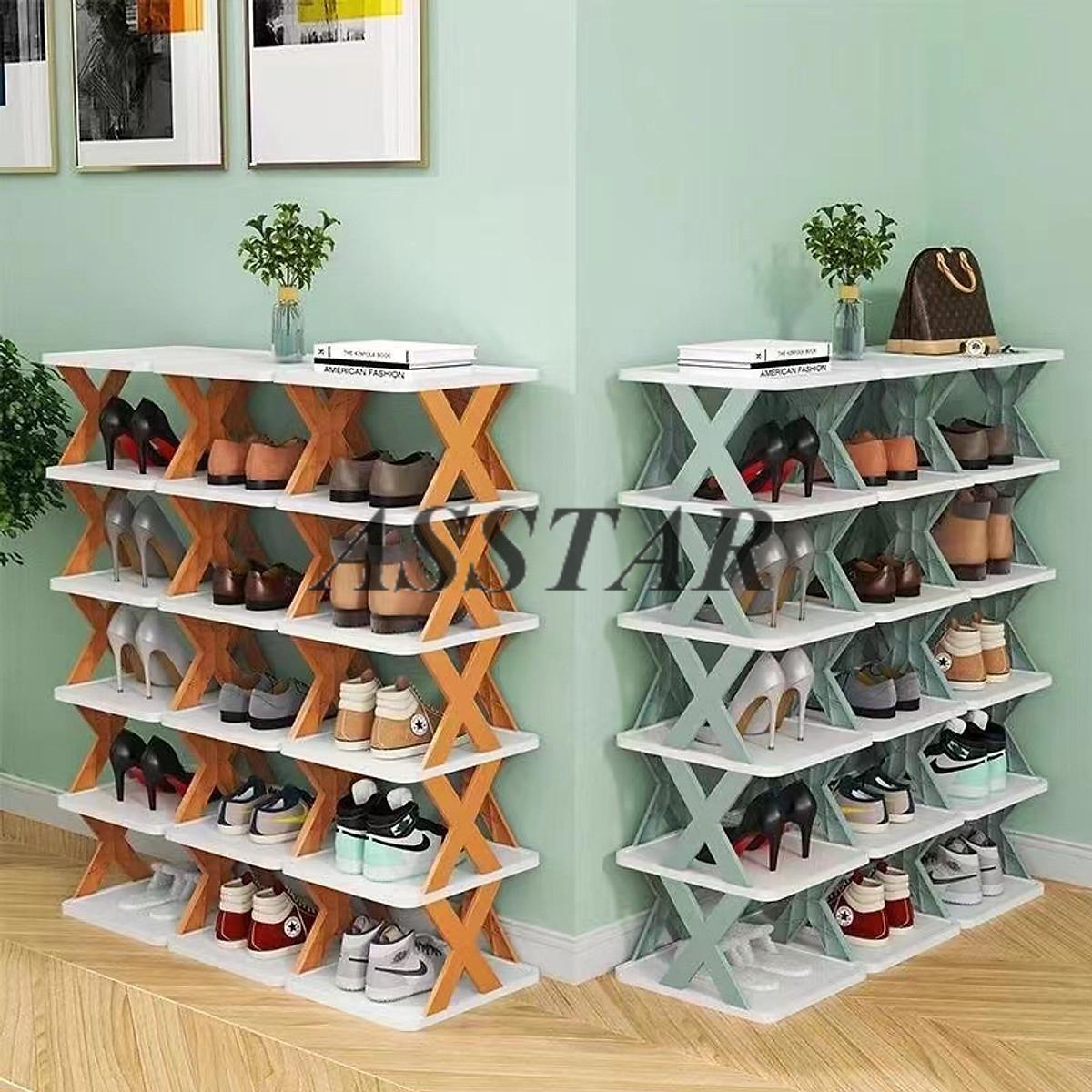 Kệ Để Giày Dép, Kệ Giày 5 Tầng Chữ X Có Thể Tháo Lắp Gấp Gọn