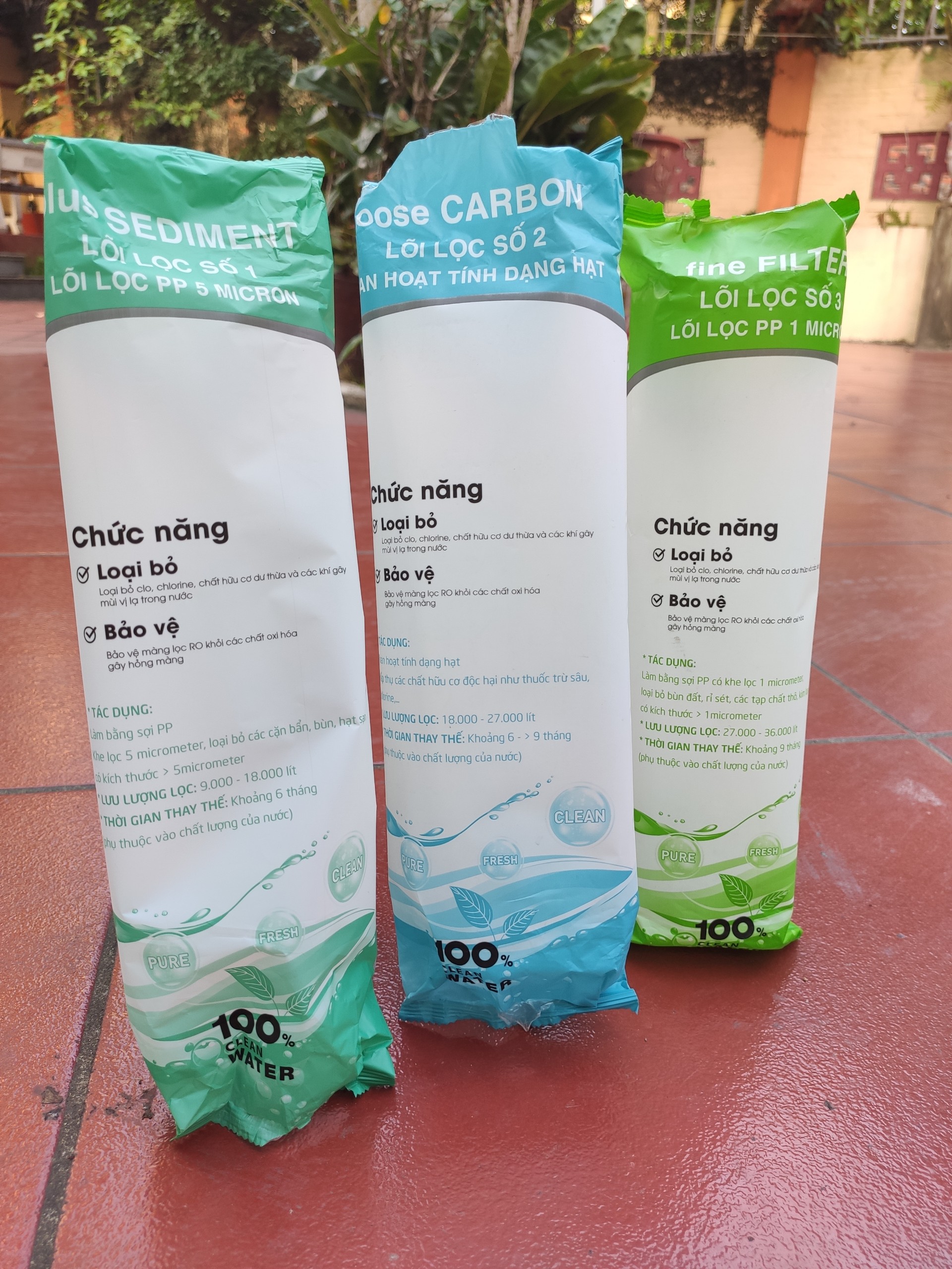 Bộ 3 LÕI LỌC NƯỚC số 1,2,3 lõi lọc thô dùng cho máy lọc nước R.O gia đình