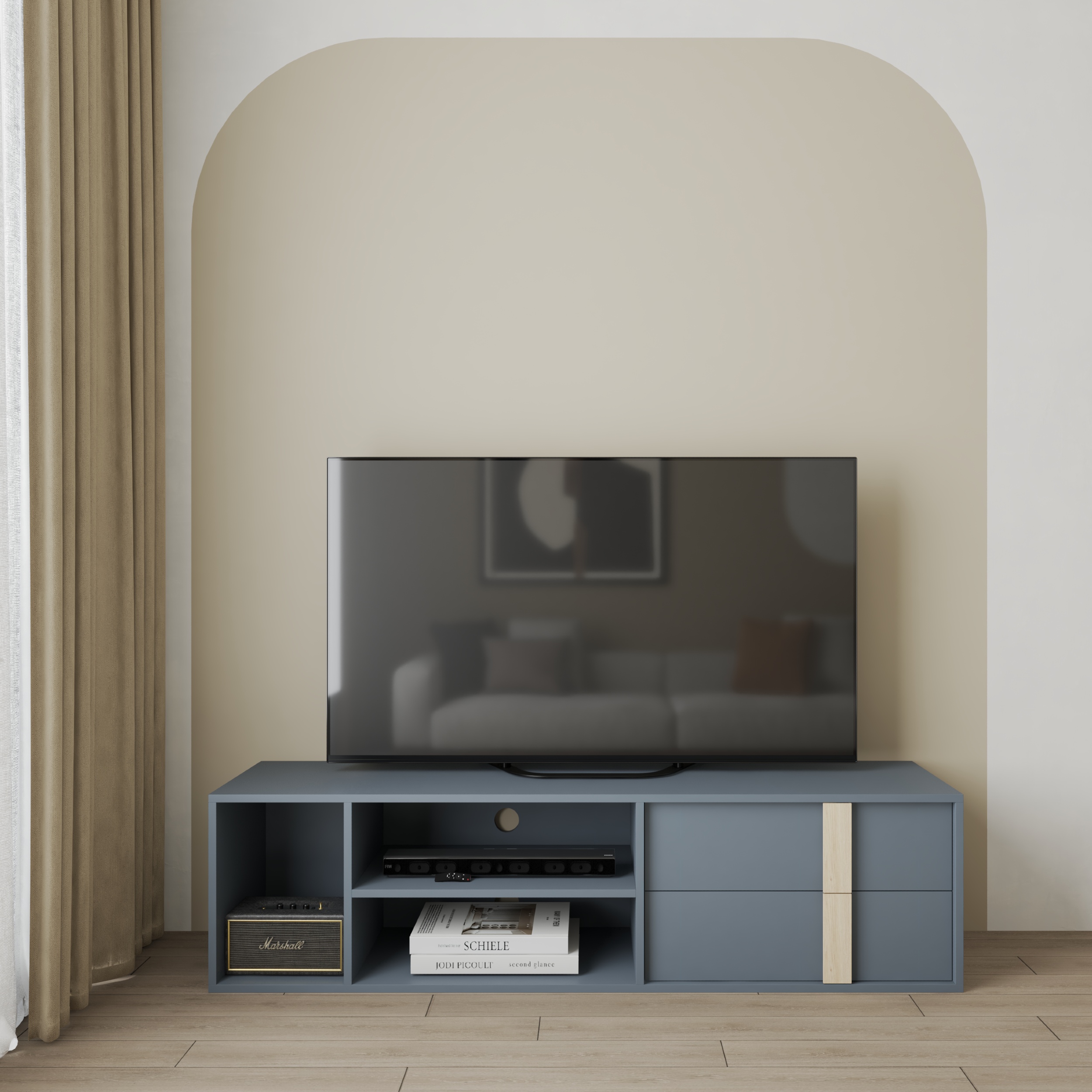 HAPPY FURNITURE , Kệ TV 2 ngăn kéo - SPACE, KTV_088 , 160cm x 40cm x 42cm DxRxC