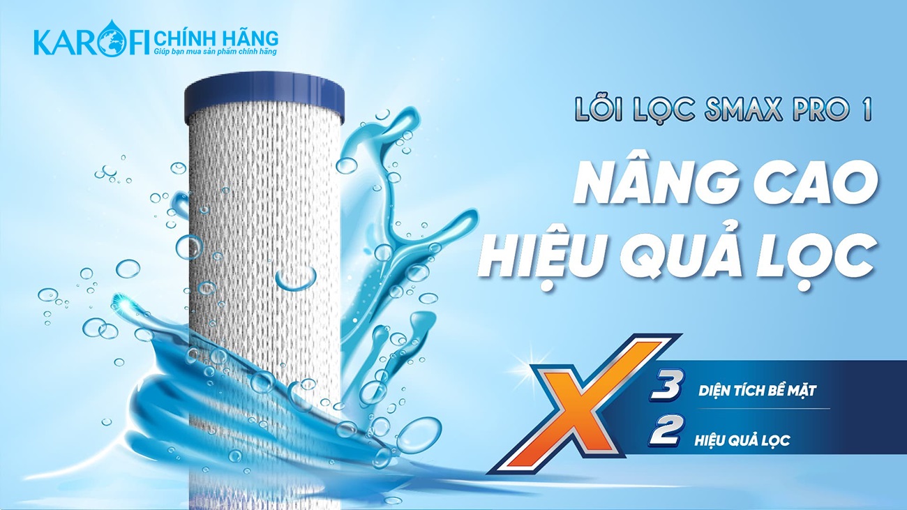 Combo 3 Lõi Lọc Thô KAROFI SMAX PRO 1,2,3 - Hàng Chính Hãng