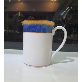 Cốc sứ cao cấp Noritake M165-T91332K, màu xanh da trời vân đá, mạ vàng, dung tích 250ml - Hàng chính hãng
