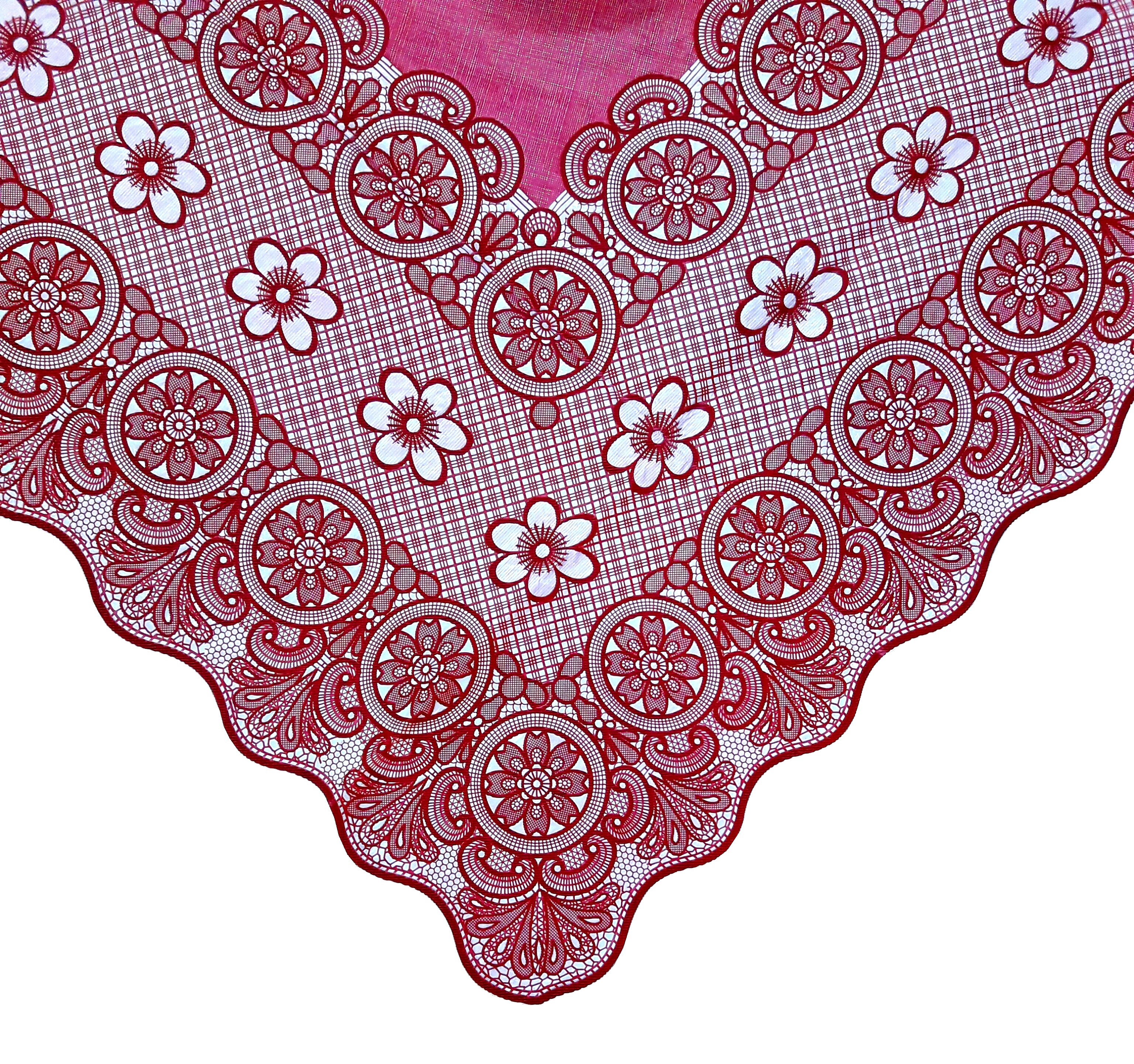 Khăn trải bàn PAULEE - 856B (150cm x 264 cm) KHÔNG THẤM NƯỚC - HOA VĂN ĐỎ ĐÔ.