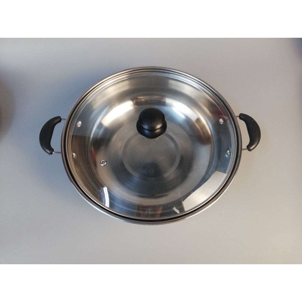 Nồi Lẩu Inox Nắp Kính Dùng Được Cho Mọi Loại Bếp Size 26cm, 28cm