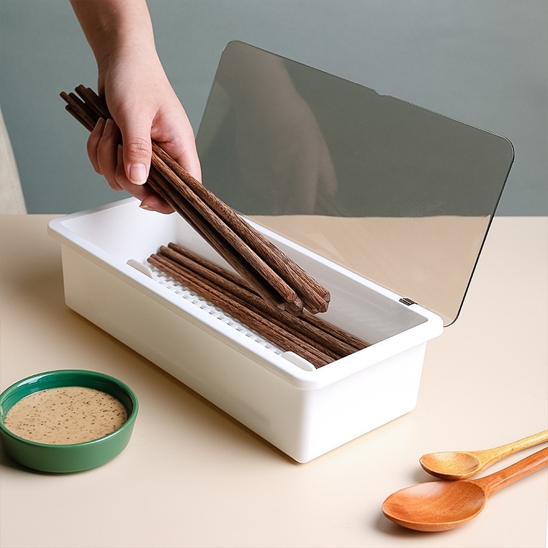 Hộp Nhựa Đựng Muỗng Đũa An Toàn ( Màu Trắng )