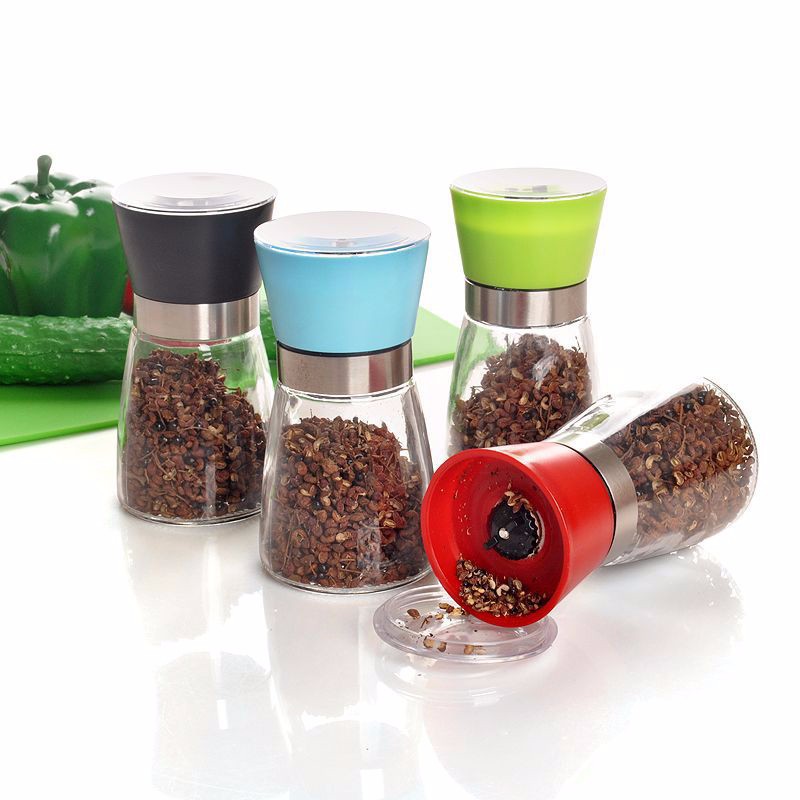 Lọ Xay Tiêu Thủy Tinh Hàng Dày Cầm Tay Nắp Đậy Tiện Lợi Giao Màu Ngẫu Nhiên