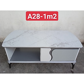 Bàn trà sofa Tundo mặt đá nhập khẩu màu trắng xám