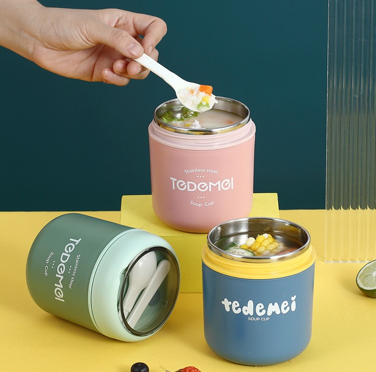 Bình Ủ Cháo TEDEMEL 530ml LÕI INOX KHÔNG GỈ An toàn cho bé - Hàng chính hãng