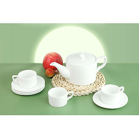 Bộ ấm chén Kim Lai trắng sứ cao cấp Long Phương