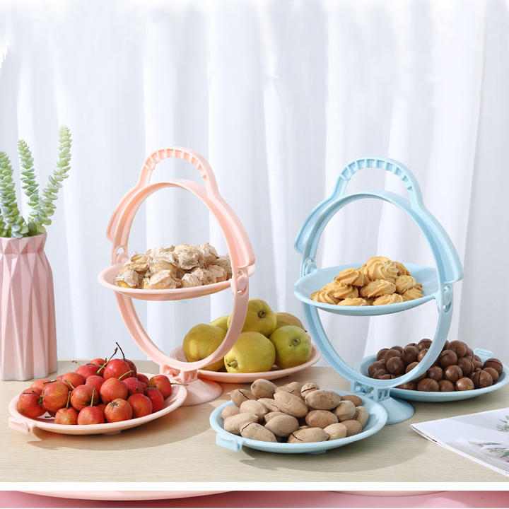 Khay Đĩa Mứt Gấp Gọn Để Bàn - Tích Hợp 3 đĩa Đựng Hoa Quả, Bánh Kẹo, Mứt Tết - Chất Liệu Nhựa ABS Cao Cấp Chính Hãng MINIIN- Giao Màu Ngẫu Nhiên