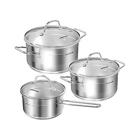 BỘ NỒI INOX 5 ĐÁY SUNHOUSE SHG669 - Hàng Chính Hãng