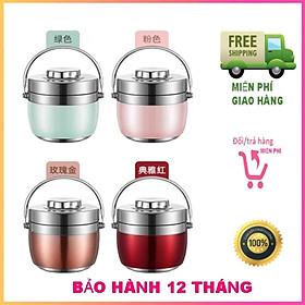 Cà mèn giữ nhiệt, Hộp đựng cơm cao cấp, chất liệu iox 304 dày dặn, dung tích 1.5L