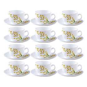 Bộ 1 Bộ Tách Đĩa Trà Thủy Tinh 16Cl La Opala Diva Ivory Y.G  LACU160YG (12 Món)