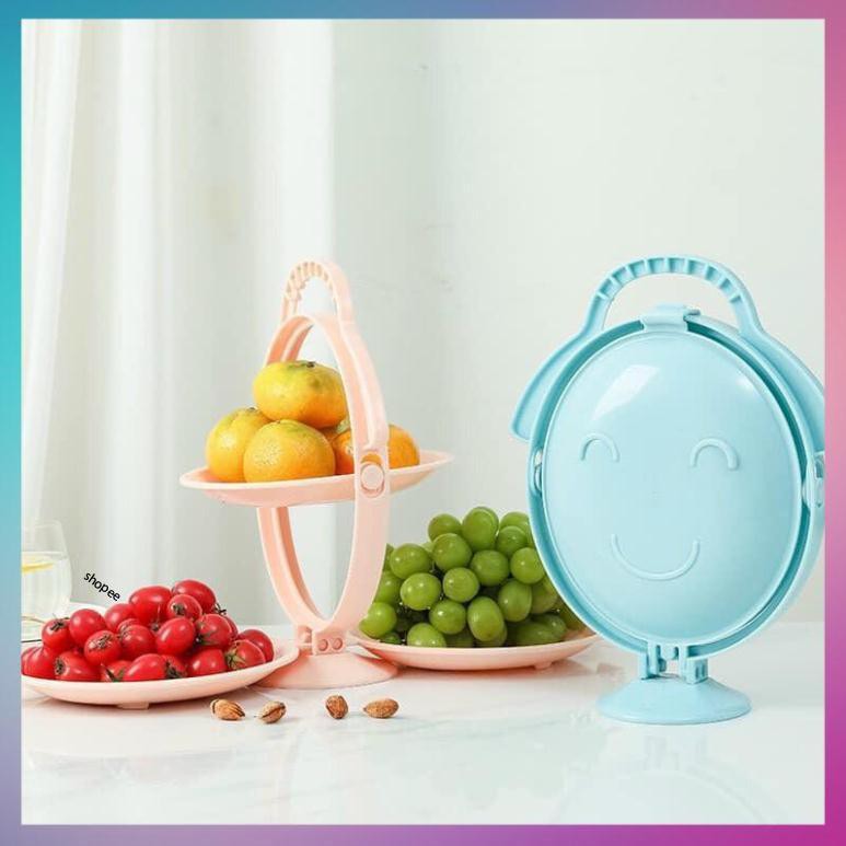 Khay Đĩa Mứt Gấp Gọn Để Bàn - Tích Hợp 3 đĩa Đựng Hoa Quả, Bánh Kẹo, Mứt Tết - Chất Liệu Nhựa ABS Cao Cấp Chính Hãng MINIIN- Giao Màu Ngẫu Nhiên