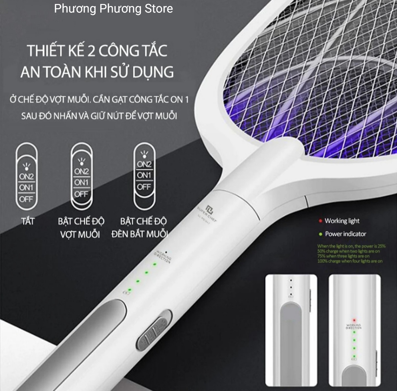 Vợt Muỗi Thông Minh 3 Trong 1 Tích Hợp Vợt Bắt Muỗi, Bẫy Muỗi và Đèn Ngủ Siêu Tiện Lợi, An Toàn Giúp Bảo Vệ Sức Khẻo & Giấc Ngủ Gia Đình Bạn