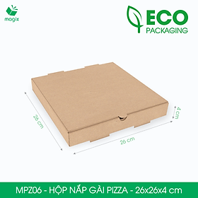 MPZ06 - 26x26x4 cm - 100 Hộp nắp gài pizza đa dụng - Hộp nắp gập, hộp carton gói hàng, hộp quà