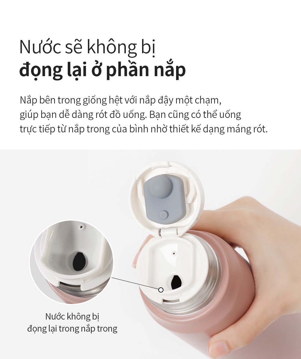 Bình giữ nhiệt Lock&Lock 505ml Maman Cup Vacuum Bottle Màu Hồng LHC1487PIK - Hàng chính hãng, nắp dùng làm cốc nước uống - JoyMall