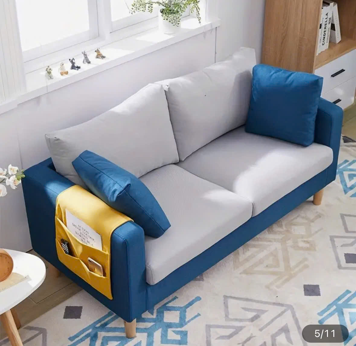 Sofa Juno Contemporary Japanese-Inspired Sofa with Storage - 2-Seater, Removable & Washable Cover, Hardwood Frame for Living Room