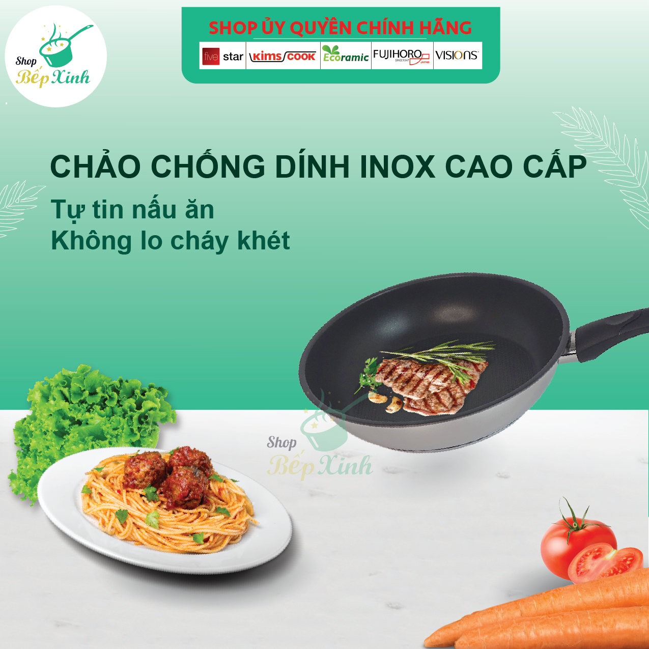 Chảo Chống Dính Bếp Từ 3 Đáy Fivestar (26 cm) + Tặng 5 Muỗng Inox Cao Cấp