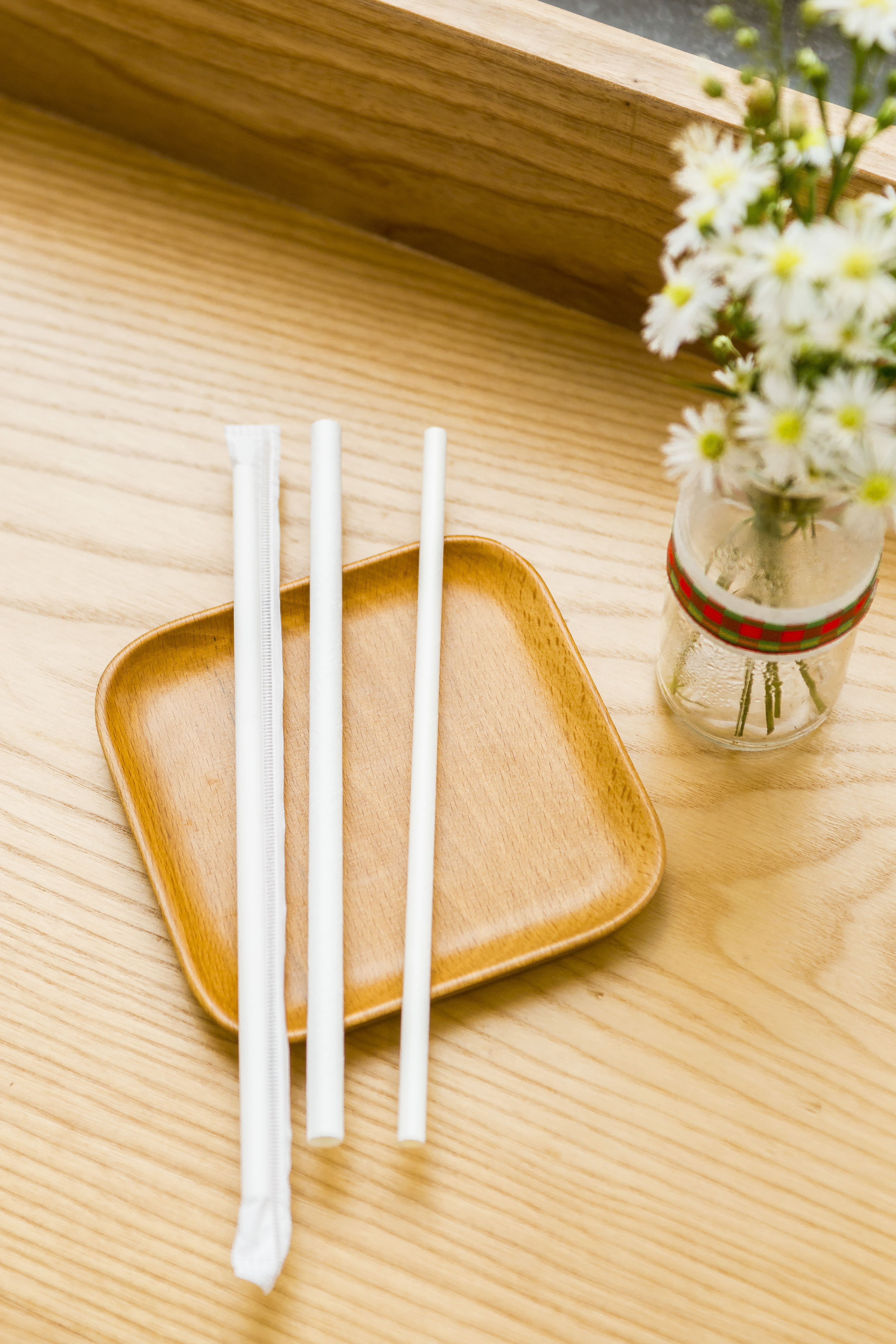Ống hút giấy cao cấp 8mm x 197mm Clean Paper Straw màu trắng kích thước hộp 100 ống