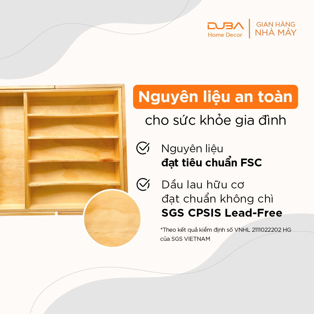 Khay gỗ chia ngăn nới rộng chuẩn xuất khẩu Châu Âu - DUBA (Hàng xuất dư)