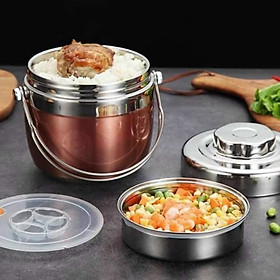 Hộp Đựng Cơm Giữ Nhiệt Dạng Bom 2 Ngăn 1.5L Cao Cấp. Cà men Bom Hàn Quốc 2 Ngăn - Cặp lồng bom xuất Hàn