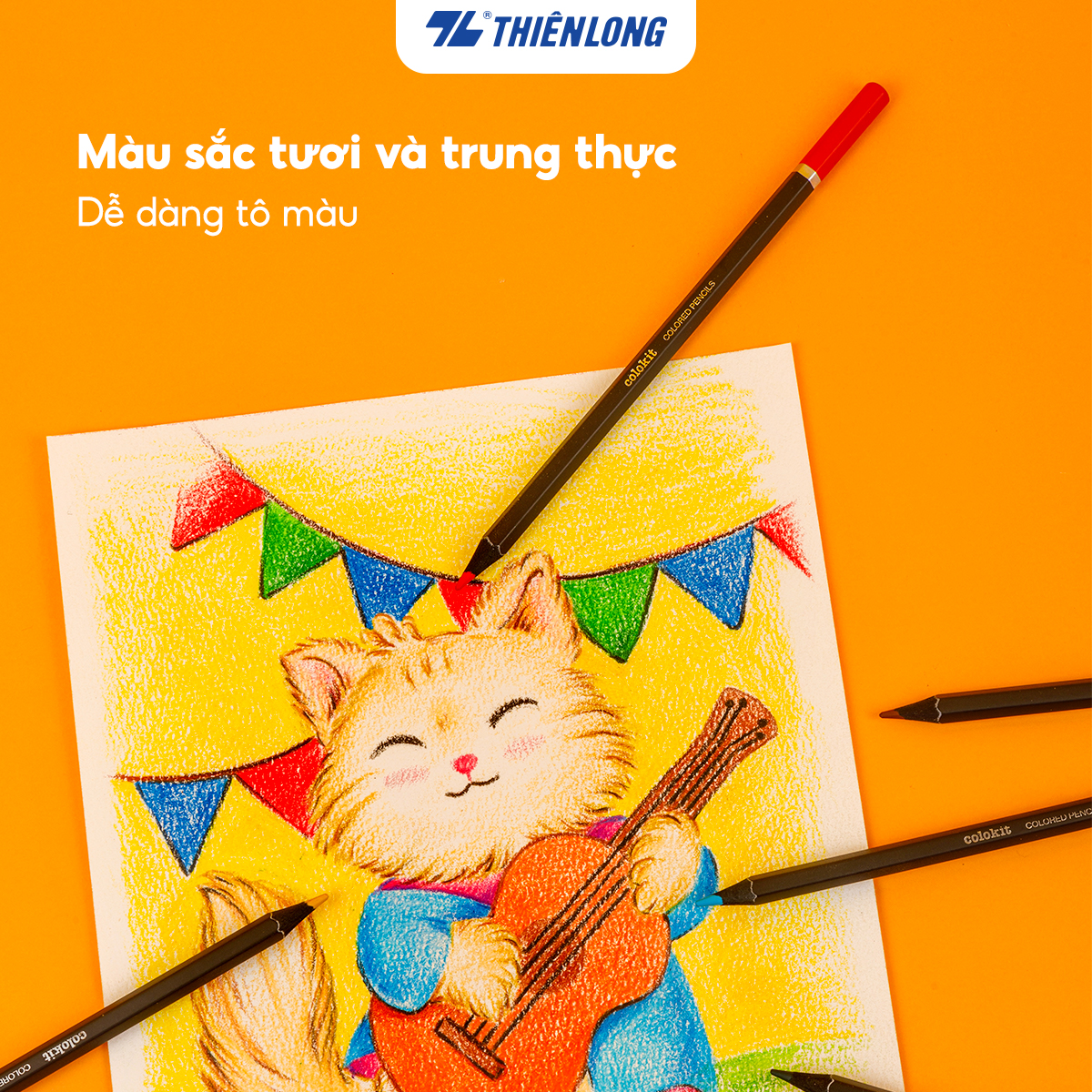 Bút chì 12/24 màu Black Wood Colored Pencils - Thiên Long Colokit - Thân gỗ Linden cao cấp Màu sắc tươi sáng