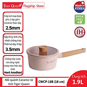 Nồi quánh Ceramic từ tính Tiger Queen CWCP-18B (18 cm) - Màu hồng hoa anh đào [18cm - 1.9L] - Chính hãng