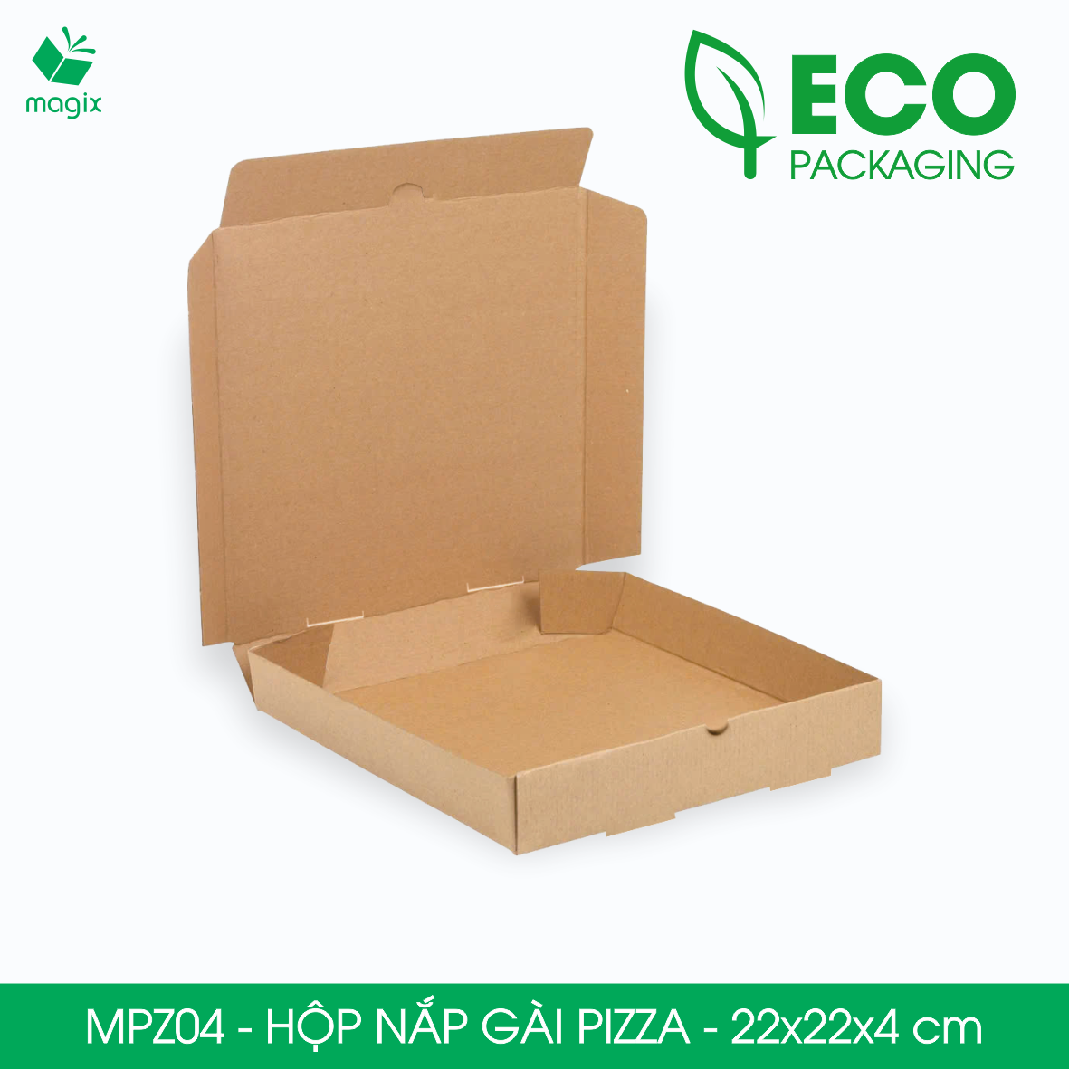 MPZ04 - 22x22x4 cm - 20 Hộp nắp gài pizza đa dụng - Hộp nắp gập, hộp carton gói hàng, hộp quà