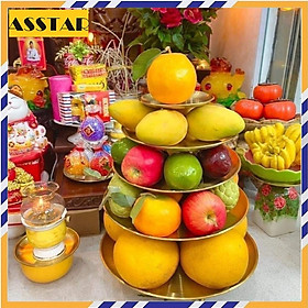 SET 5 ĐĨA INOX MẠ VÀNG DECOR TRANG TRÍ BÀY BIỆN KÍCH THƯỚC TO DẦN - HÀNG CHÍNH HÃNG