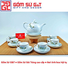 Bộ trà chóp lửa vẽ hoa đào xanh Gốm sứ G&T