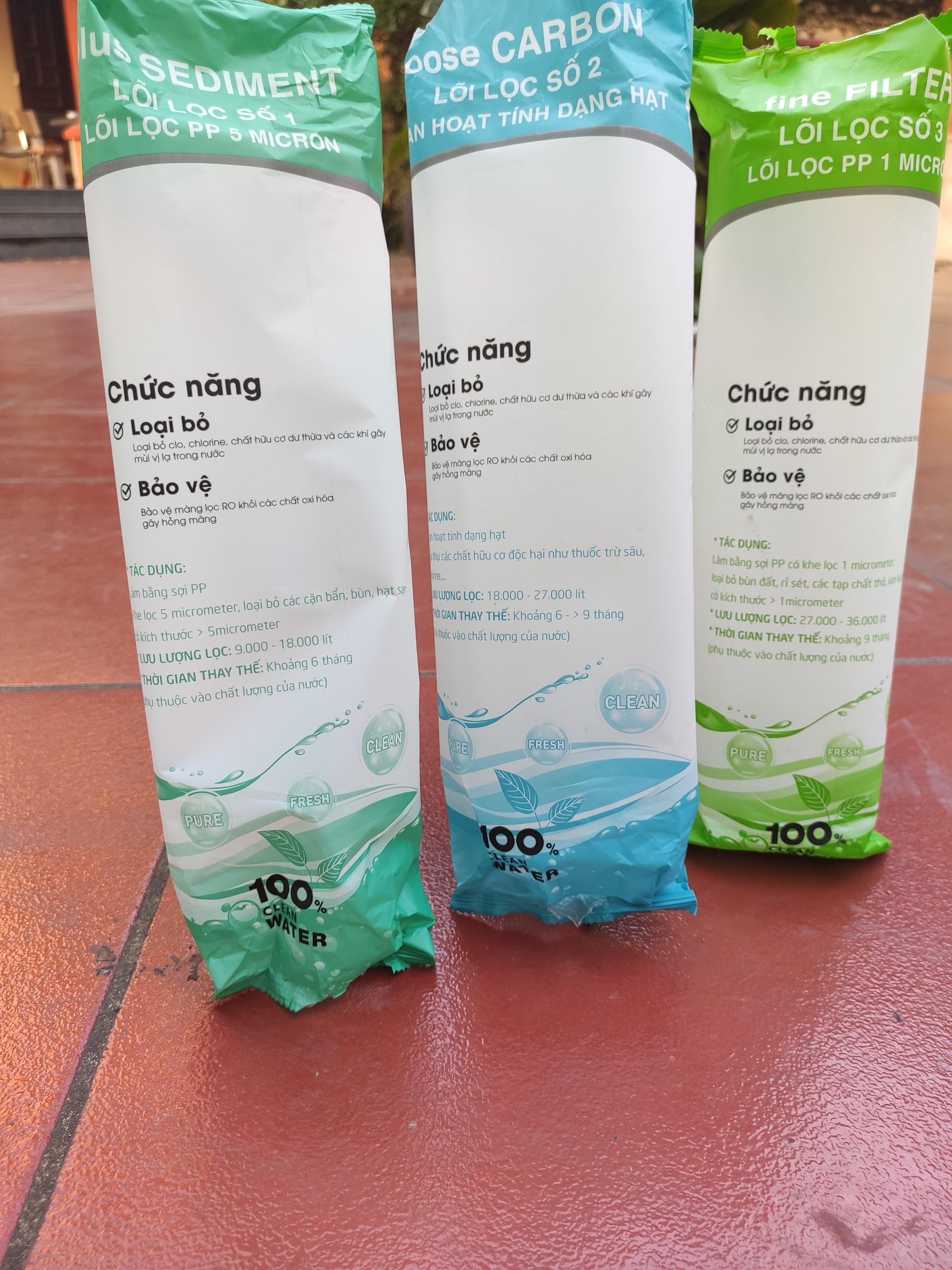 Bộ 3 LÕI LỌC NƯỚC số 1,2,3 lõi lọc thô dùng cho máy lọc nước R.O gia đình
