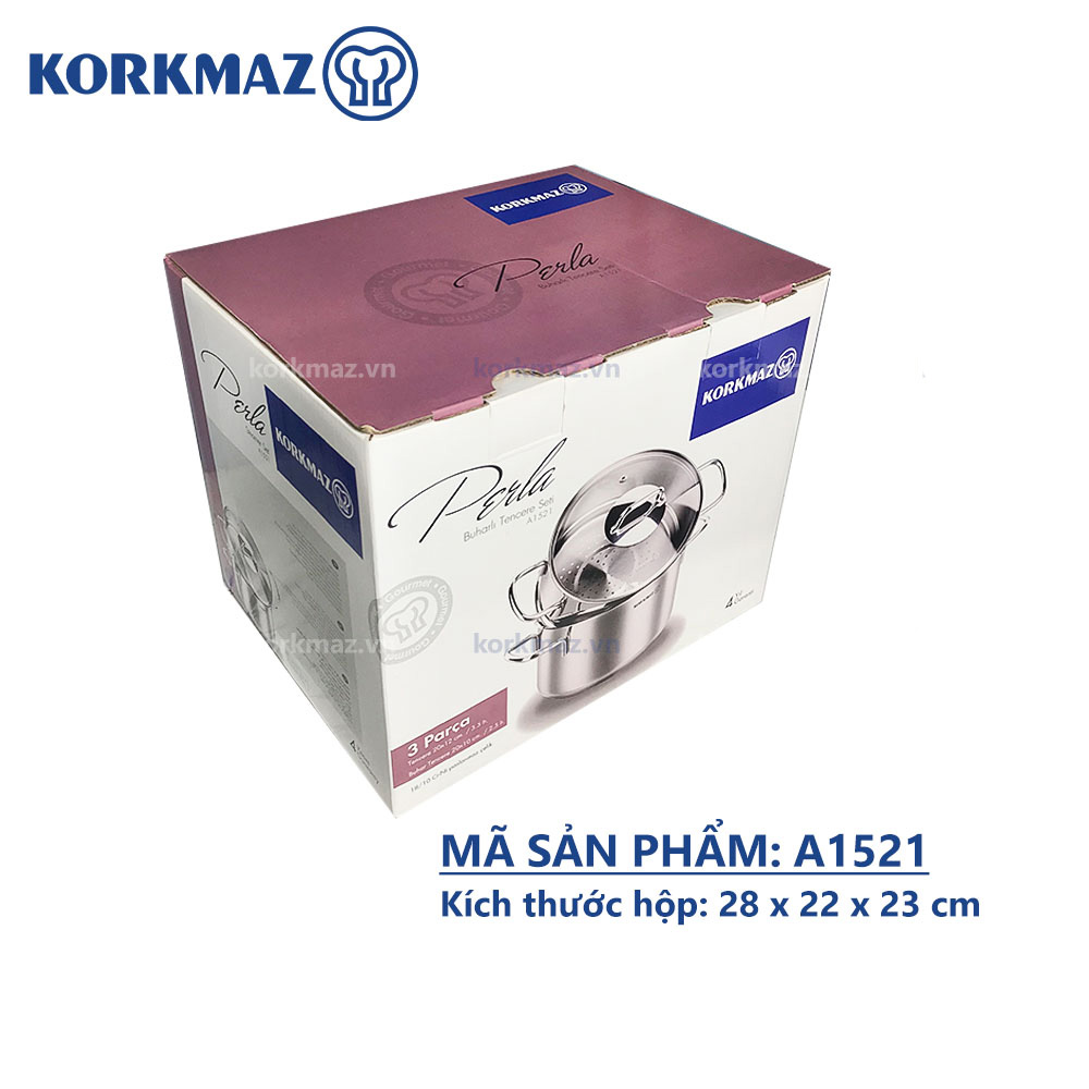 Bộ nồi xửng hấp inox 18/10 Korkmaz Perla 20cm