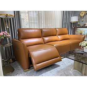 Sofa chỉnh điện 100% da bò Italy Juno sofa màu nâu SFBDCT02 2m7 hàng cao cấp chuẩn da bò nhập khẩu Ý