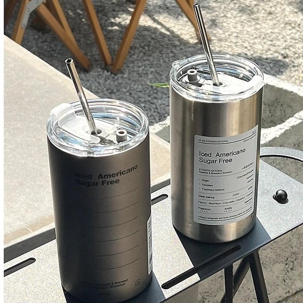 Cốc Giữ Nhiệt Inox 304 Ly Uống Coffee 600ML Kèm Ống Hút Tiện Lợi Ly Giữ Nhiệt Iced Americano